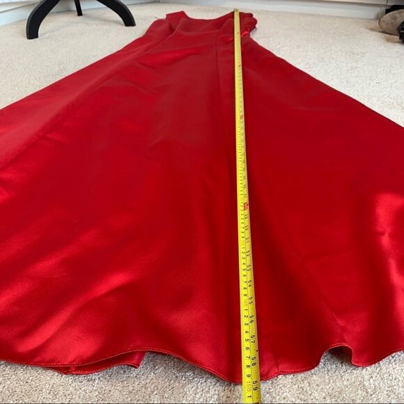 BILL Levkoff Red satin crisscross bow back prom wedding bridesmaid gown dress🔥 - Picture 10 of 11